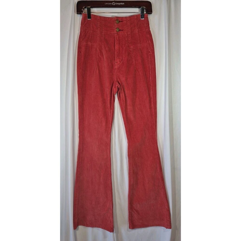 Free People We The Free Jayde *In Rust* Corduroy Flare Cotton Stretch Pants 26 - Picture 2 of 9